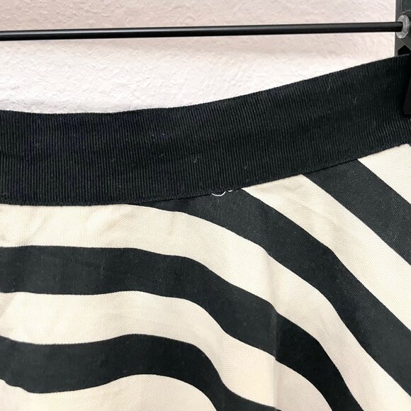 Ralph Lauren Cotton Silk Blend Black Ivory Stripe Midi Skirt Size 6 Vintage Old - Picture 4 of 8